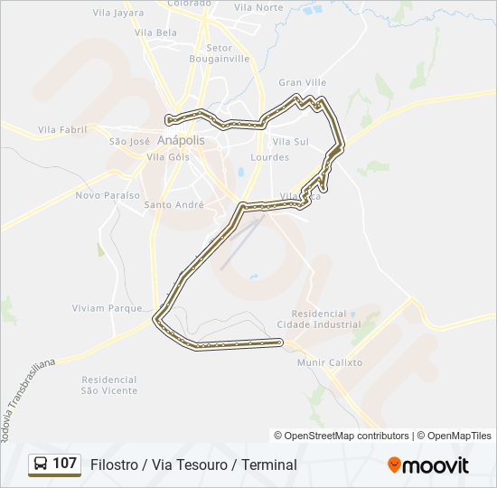 Mapa de 107 de autobús