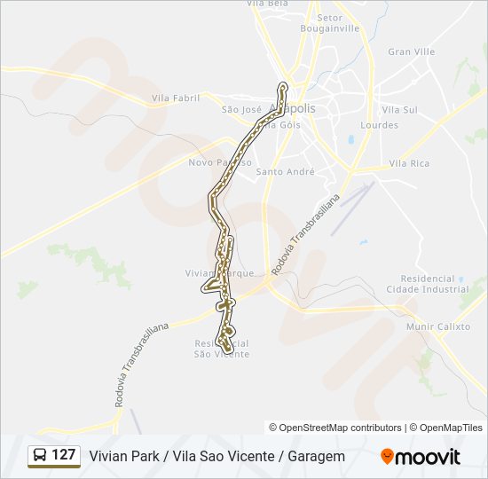 Mapa da linha 127 de ônibus