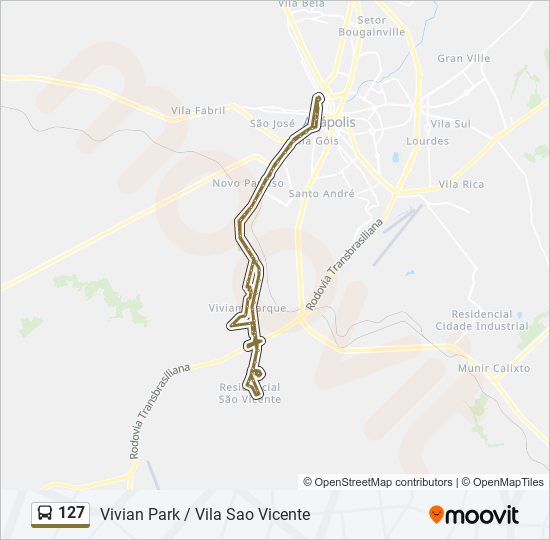 Mapa da linha 127 de ônibus