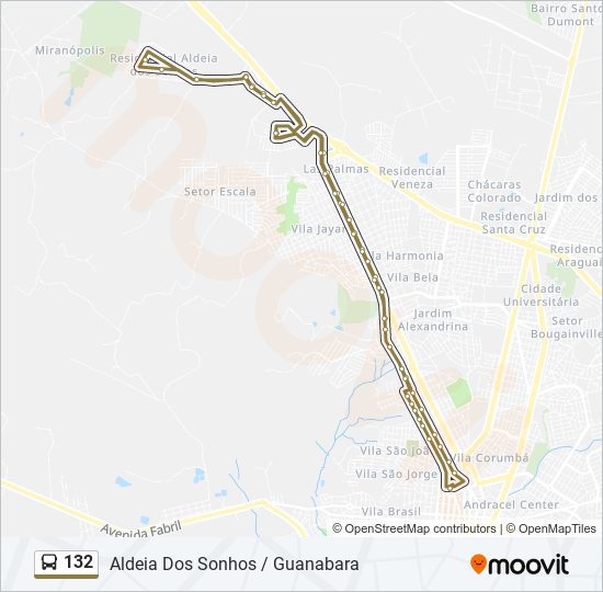 Mapa da linha 132 de ônibus