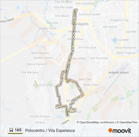 Mapa de 165 de autobús