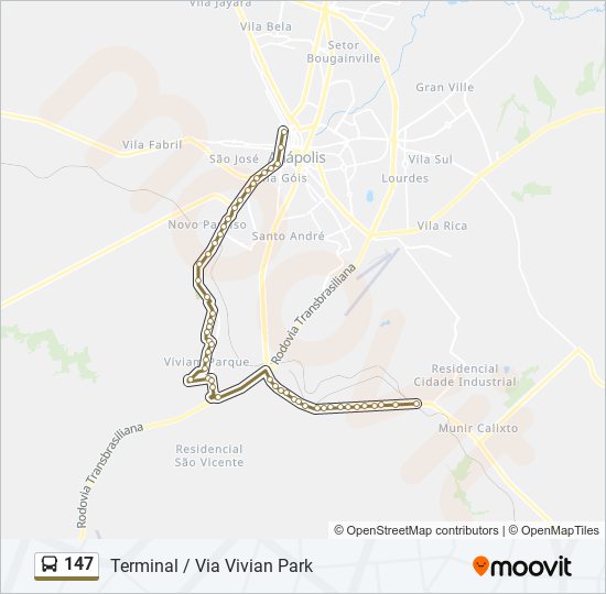 147 bus Line Map