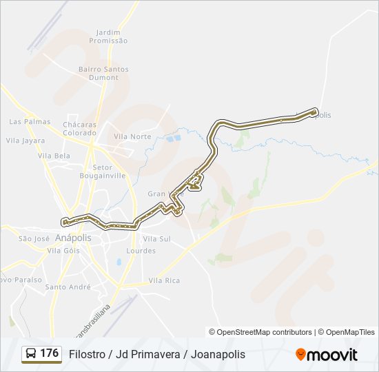 Mapa da linha 176 de ônibus