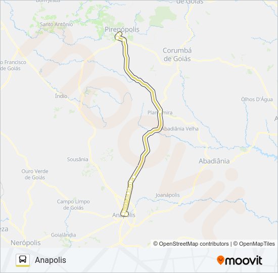 Mapa da linha SEMIURBANO de ônibus