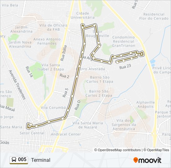 Mapa de 005 de autobús