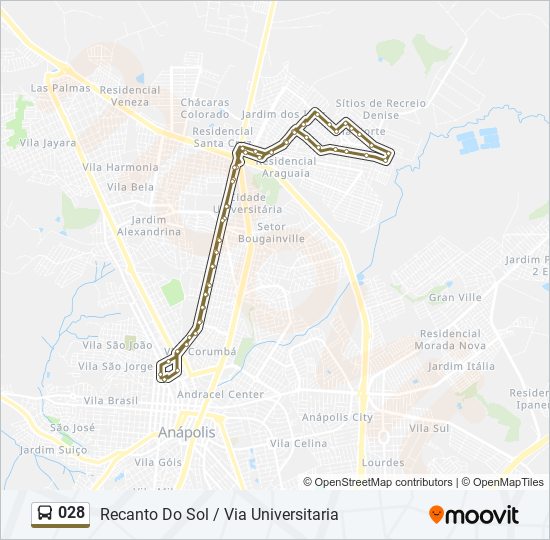 Mapa da linha 028 de ônibus