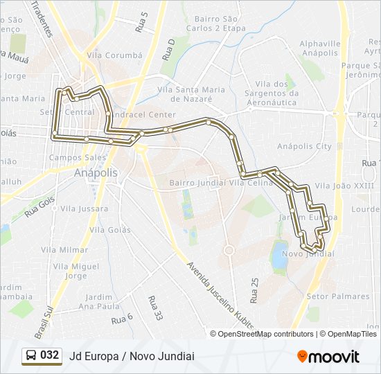 Mapa de 032 de autobús