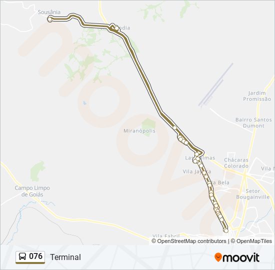 Mapa da linha 076 de ônibus