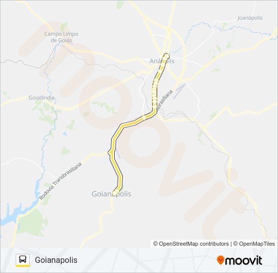 Mapa da linha SEMIURBANO de ônibus