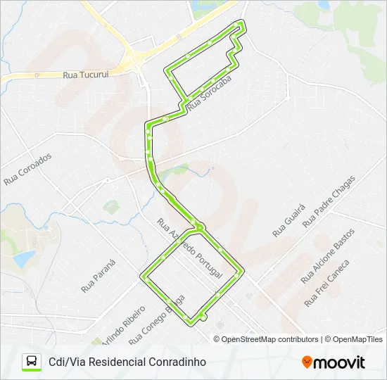 13 CONRADINHO/CDI VIA GUAIRA Bus Line Map
