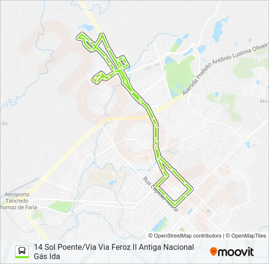 14 SOL POENTE/FEROZ II VIA GUAIRA Bus Line Map