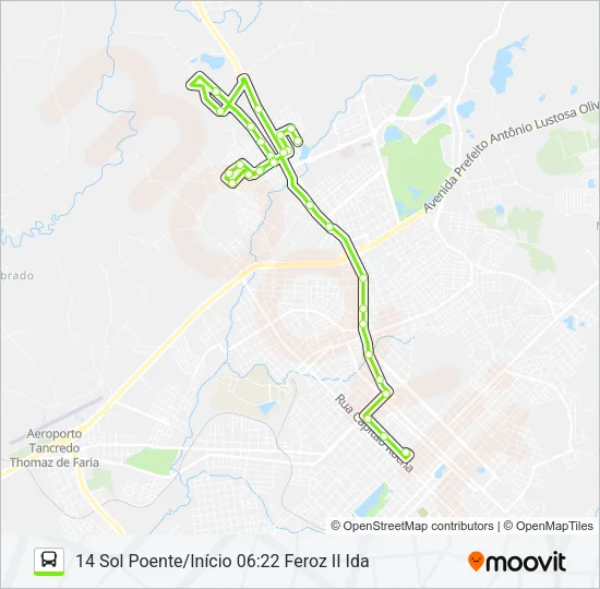 14 SOL POENTE/FEROZ II VIA GUAIRA Bus Line Map