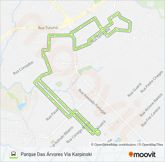 25 PARQUE DAS ÁRVORES VIA KARPINSKI Bus Line Map