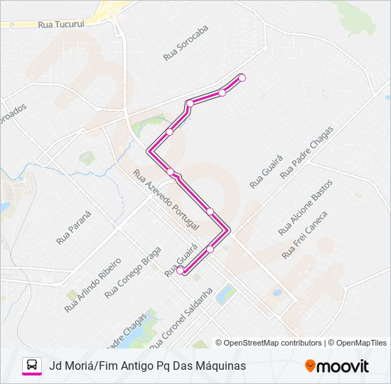 Mapa da linha 038 JARDIM MORIÁ de ônibus