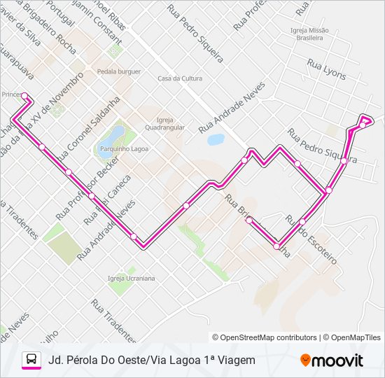 Mapa de 007 JD. PÉROLA DO OESTE de autobús