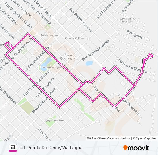 Mapa da linha 007 JD. PÉROLA DO OESTE de ônibus