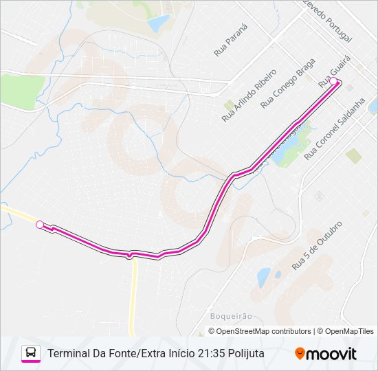 Mapa da linha 028 BOQUEIRÃO VIA GUAIRA de ônibus