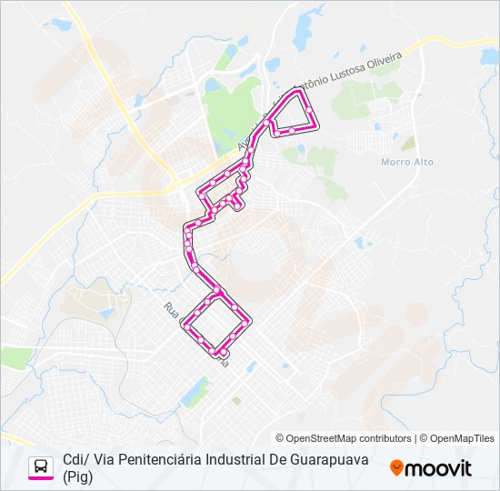 Mapa da linha 013 CONRADINHO/CDI VIA GUAIRA de ônibus