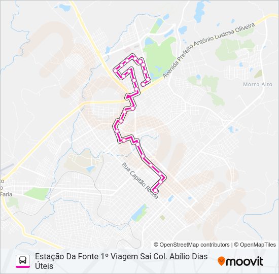 Mapa da linha 005 BANDEIRANTES VIA RODOVIÁRIA de ônibus