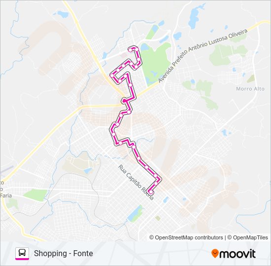 Mapa da linha 005 BANDEIRANTES VIA RODOVIÁRIA de ônibus