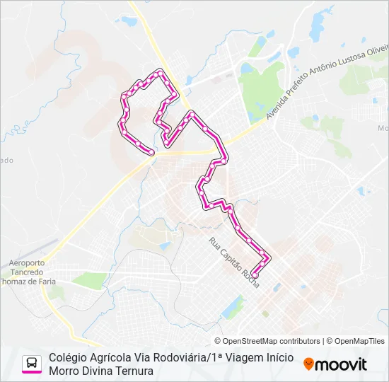 019 COLÉGIO AGRÍCOLA VIA RODOVIÁRIA Bus Line Map