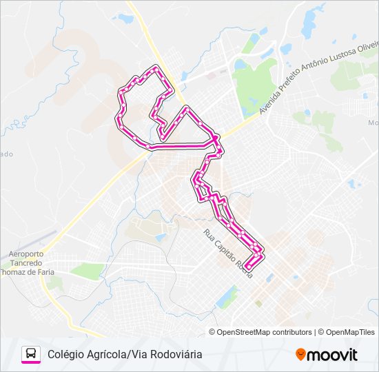 019 COLÉGIO AGRÍCOLA VIA RODOVIÁRIA bus Line Map