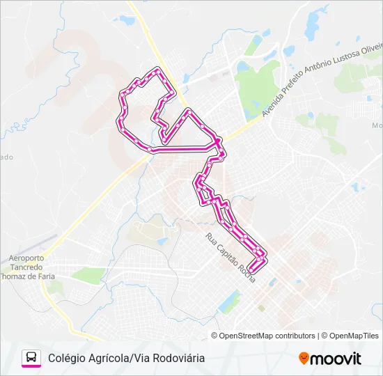 019 COLÉGIO AGRÍCOLA VIA RODOVIÁRIA Bus Line Map