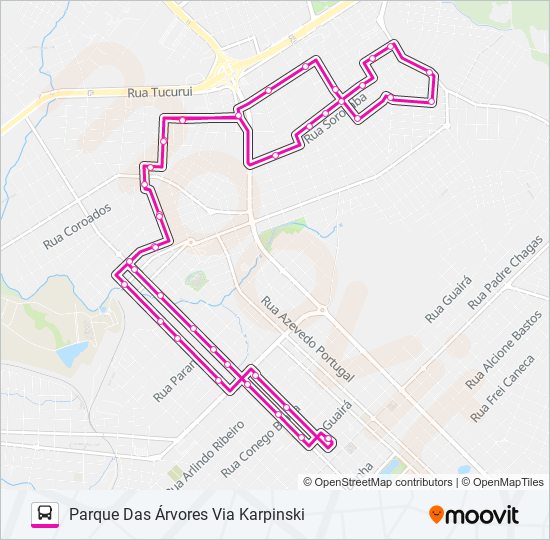 025 PARQUE DAS ÁRVORES VIA KARPINSKI bus Line Map