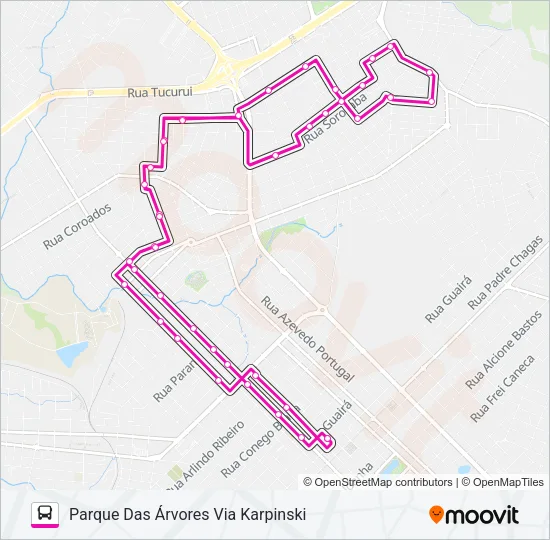 025 PARQUE DAS ÁRVORES VIA KARPINSKI Bus Line Map