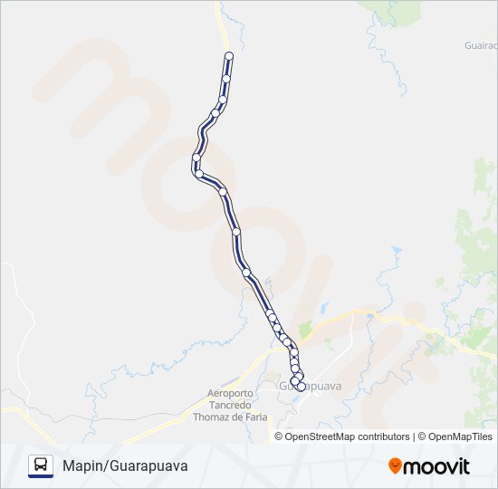 Mapa da linha 02 PALMEIRINHA/GUARAPUAVA de ônibus