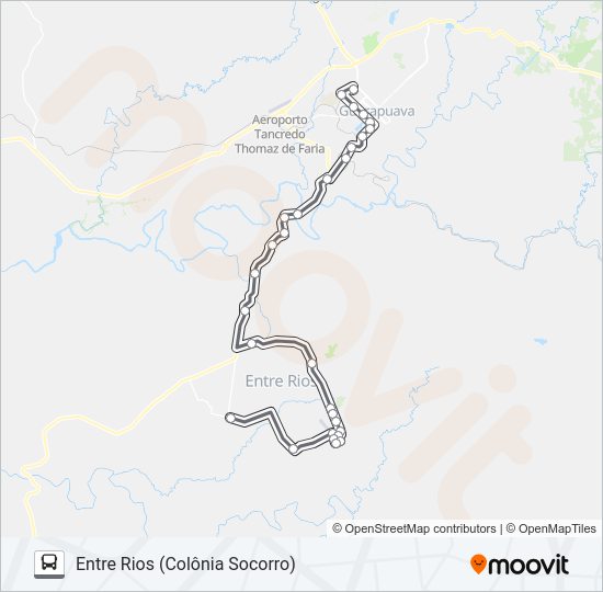 Mapa da linha 01 GUARAPUAVA/ENTRE RIOS de ônibus