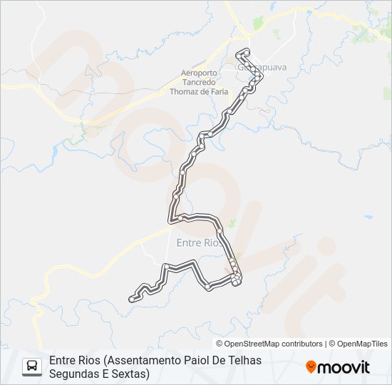 Mapa da linha 01 GUARAPUAVA/ENTRE RIOS de ônibus
