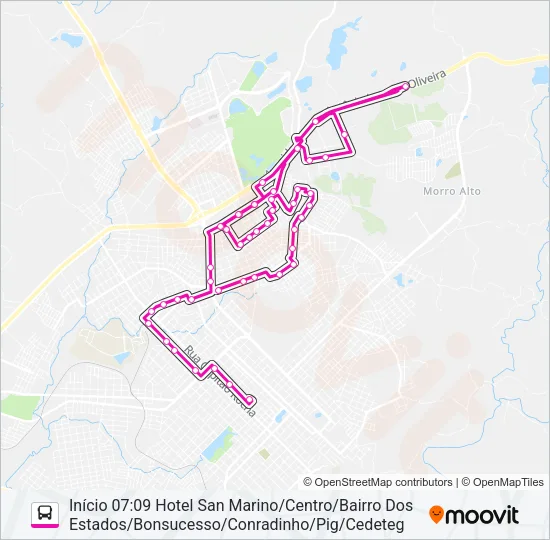 0001 INTERBAIRROS Bus Line Map