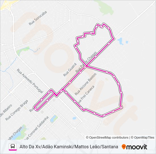 Mapa da linha 0002 INTERBAIRROS de ônibus
