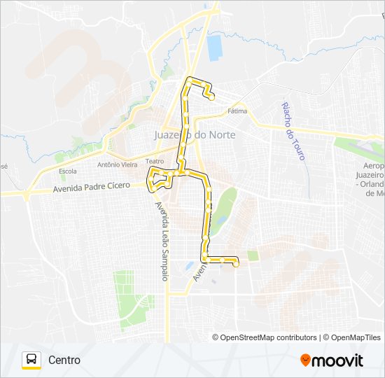Mapa da linha 08 CENTRO / CIDADE UNIVERSITÁRIA / VIA RUA SÃO PAULO de ônibus