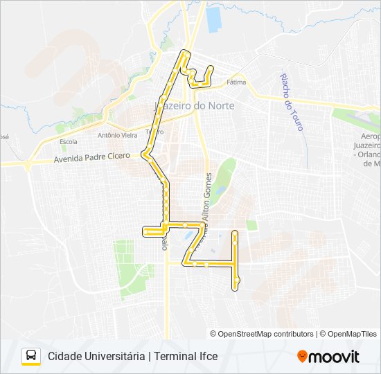 Mapa de 10 CENTRO / CIDADE UNIVERSITÁRIA / PADRE CÍCERO / VIA FÓRUM de autobús