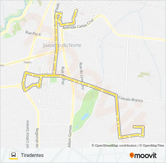 02 CENTRO / TIRADENTES Bus Line Map