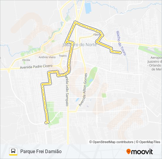 Mapa da linha 05 FREI DAMIÃO / PARQUE SÃO GERALDO de ônibus
