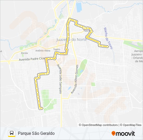 Mapa da linha 05 FREI DAMIÃO / PARQUE SÃO GERALDO de ônibus