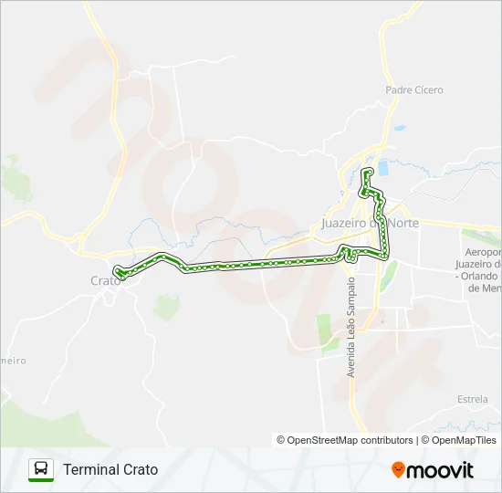 801 JUAZEIRO DO NORTE / CRATO / VIA SÃO BENEDITO Bus Line Map