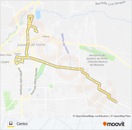 Mapa da linha 01.1 CENTRO / NOVO JUAZEIRO VIA CONJUNTO PADRE CÍCERO de ônibus