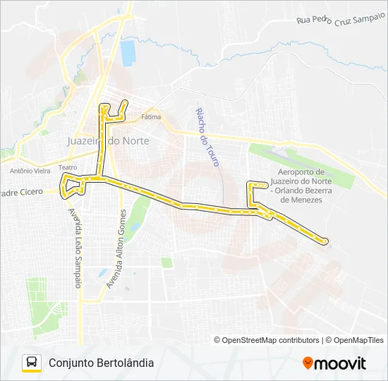 01 CENTRO / NOVO JUAZEIRO VIA CONJUNTO BERTOLÂNDIA Bus Line Map