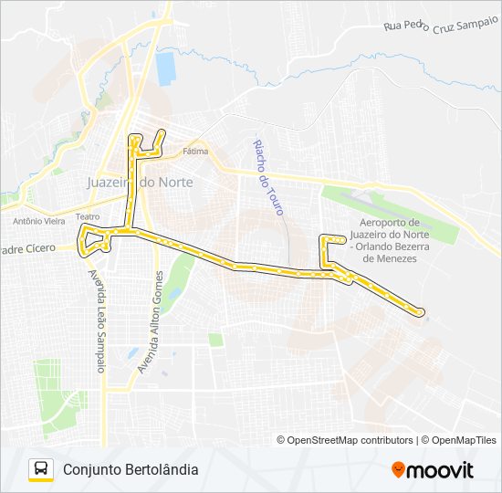 Mapa da linha 01 CENTRO / NOVO JUAZEIRO VIA CONJUNTO BERTOLÂNDIA de ônibus