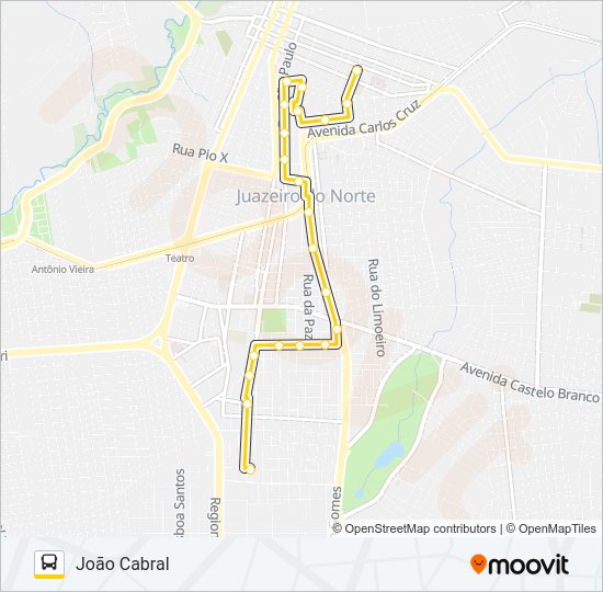 Mapa da linha 07 CENTRO / JOÃO CABRAL de ônibus