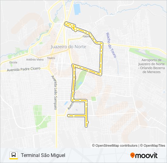 Mapa de 11 CENTRO / CIDADE UNIVERSITÁRIA / VIA HUMBERTO BEZERRA de autobús