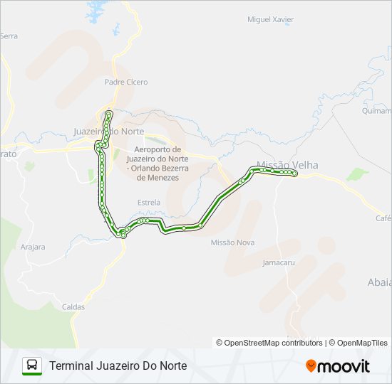 Mapa da linha 804 JUAZEIRO DO NORTE / MISSÃO VELHA de ônibus