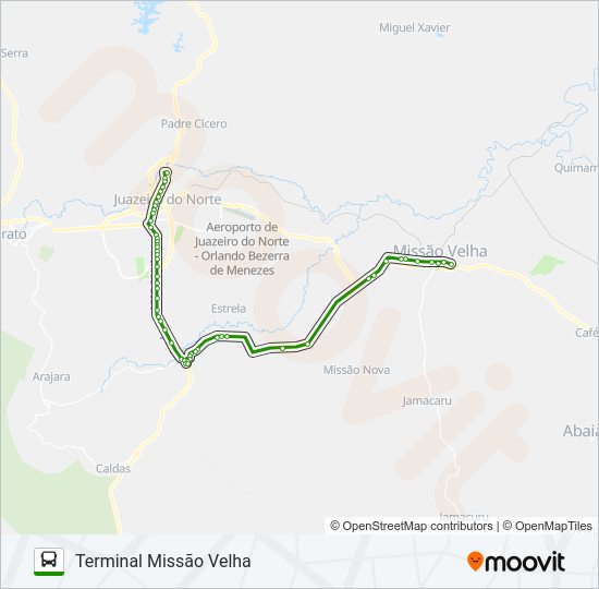 Mapa da linha 804 JUAZEIRO DO NORTE / MISSÃO VELHA de ônibus