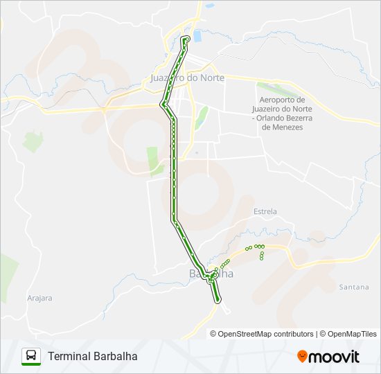 Mapa da linha 803 JUAZEIRO DO NORTE / BARBALHA de ônibus