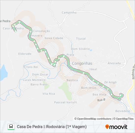 Mapa da linha 15 de ônibus
