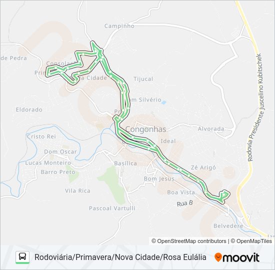 Mapa da linha 35 de ônibus
